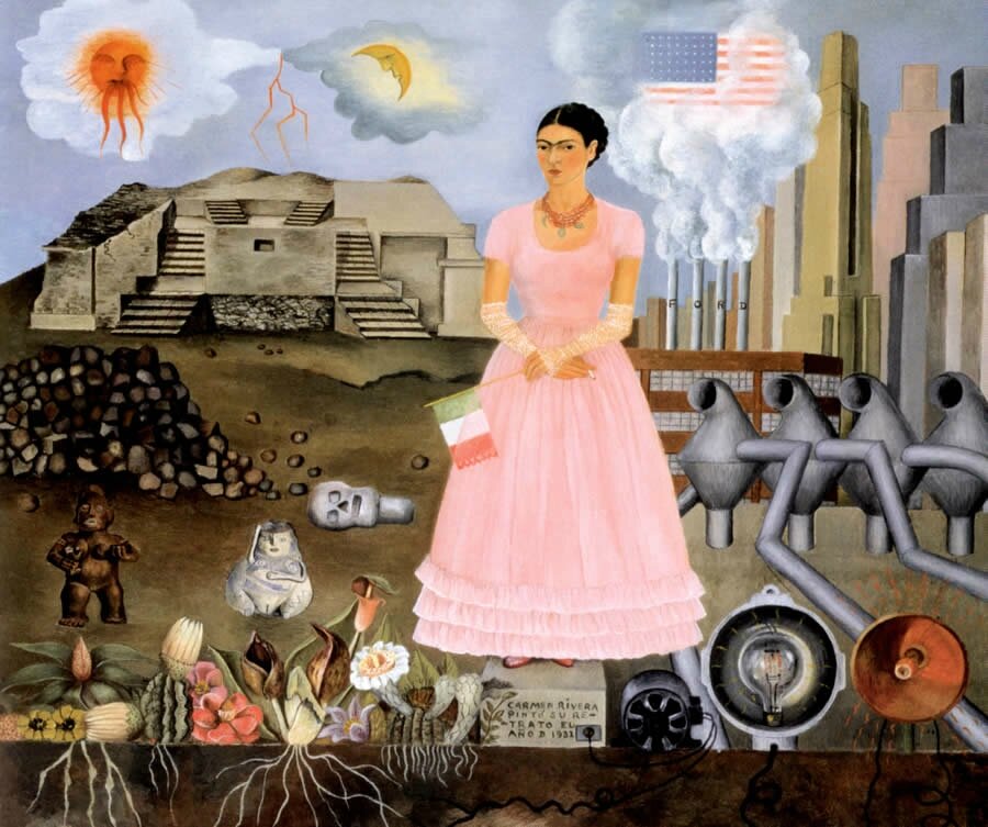 Autoportrait a la frontiere du Mexique et des Etats Unis F KAHLO