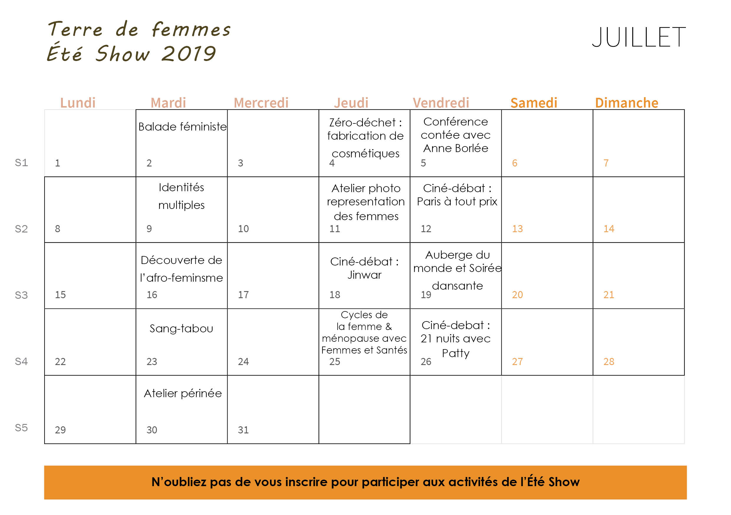 calendrier eteshow droit